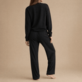 Veluna – Soft V-Neck Lounge Set with Wide Leg Pants