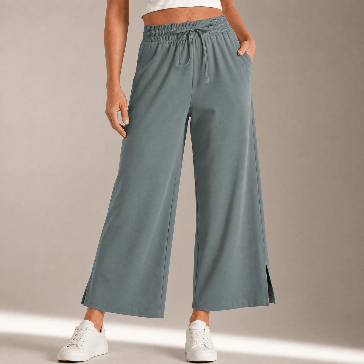 Veluna – Women's Effortless Wide-Leg Crop Pants