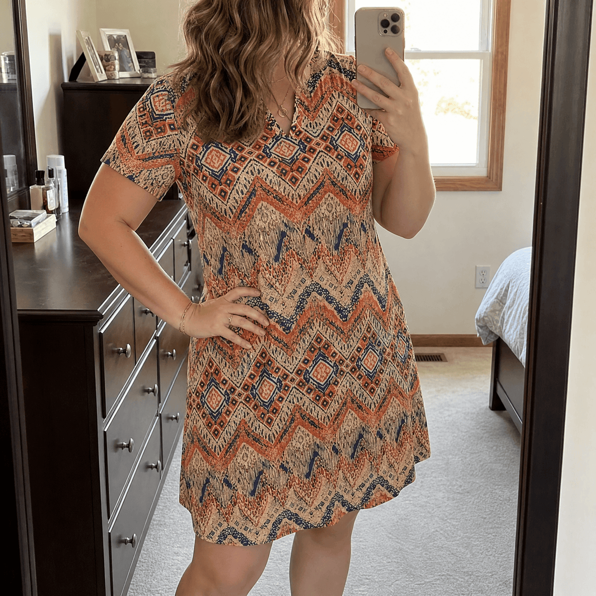 Veluna – Women's V-Neck Floral Dress with Pockets