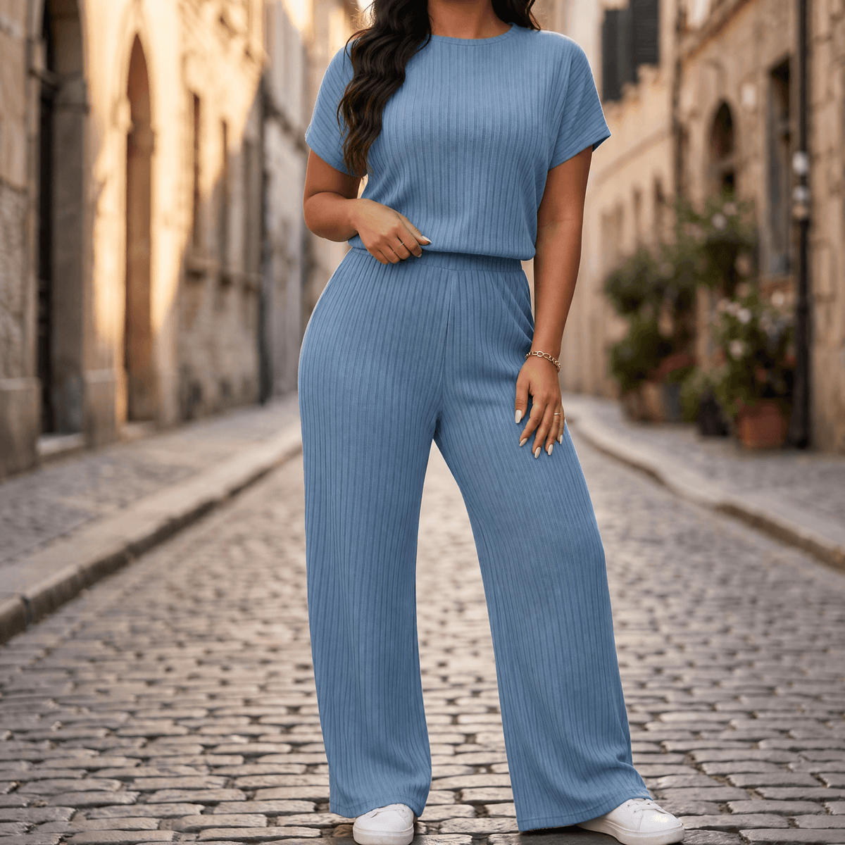 Velura – Women's Soft Ribbed Wide-Leg Set