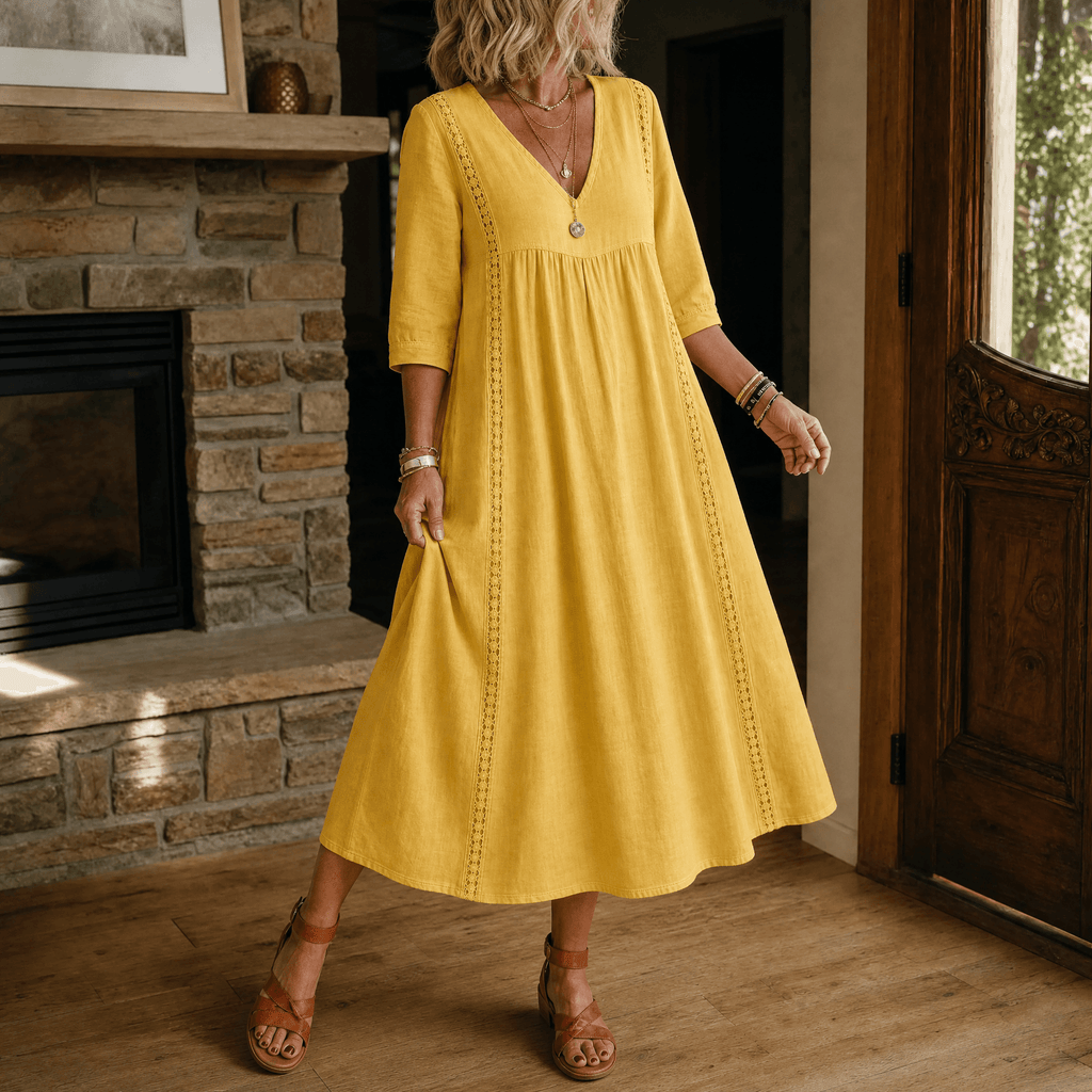 Virella – Women's Relaxed Midi Dress with Pockets