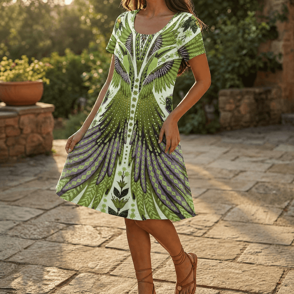 Vivara – Bold Peacock Wingspan Summer Dress