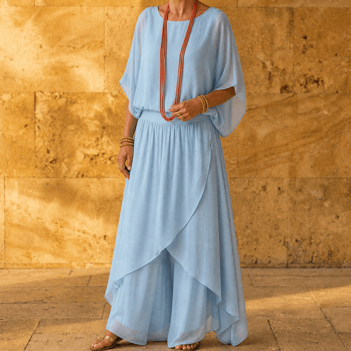 Vivara – Women's Flowy Chiffon Two Piece Set