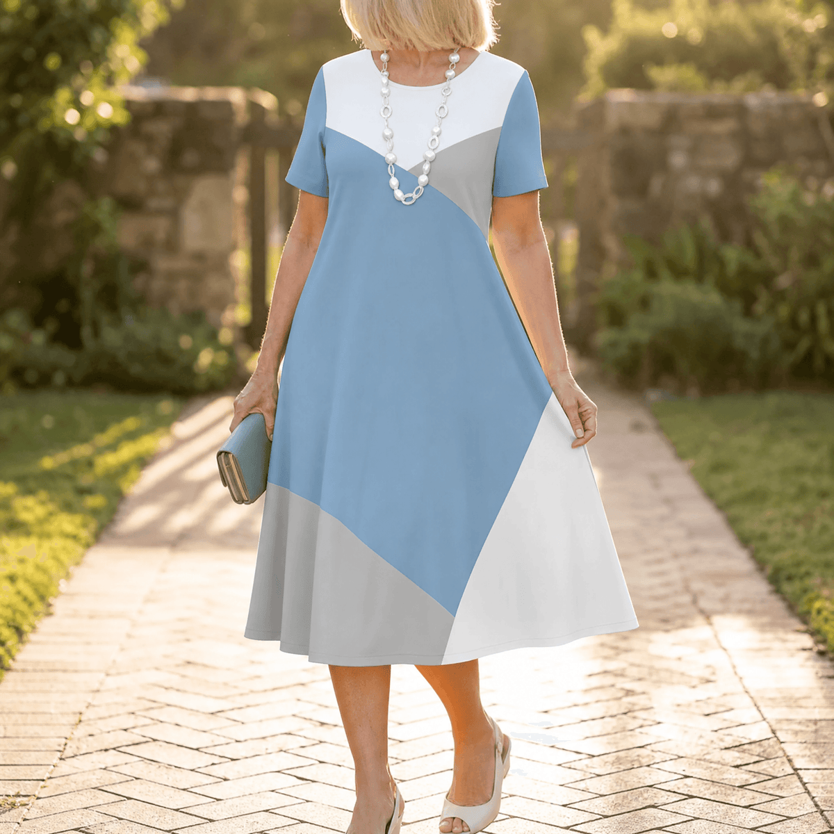 Vivara – Women's pleated gradient print dress