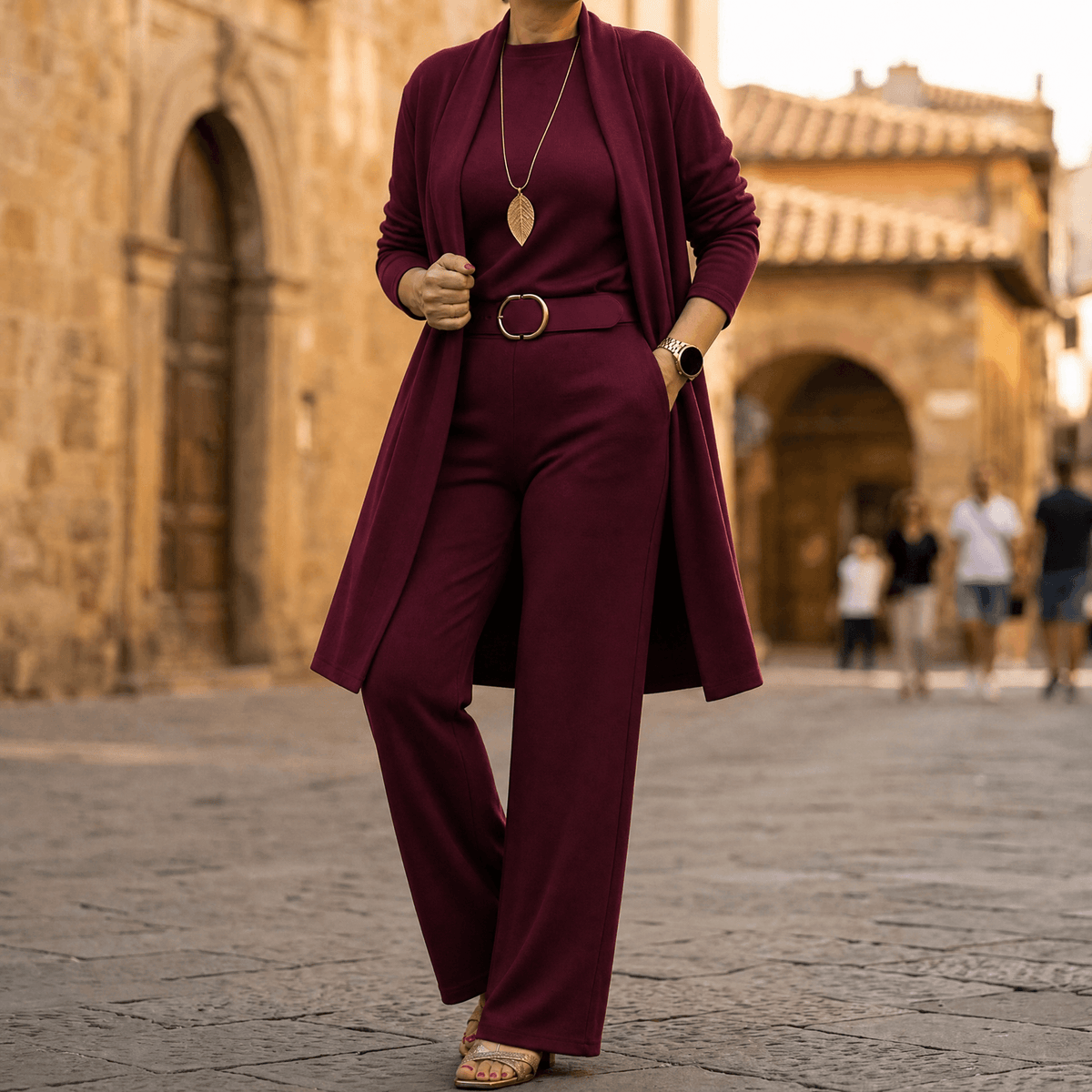 Vivara – Women's Three-Piece Matching Set with Longline Cardigan