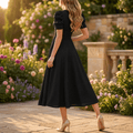 Vivella – Women's elegant puff sleeve midi dress