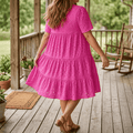Wearbella – Flowy V-Neck Eyelet Dress for Curvy Fit